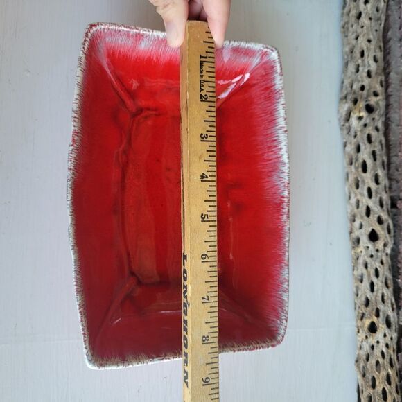 Vintage MCM Red Drip Glaze Pottery Planter - Picture 8 of 14